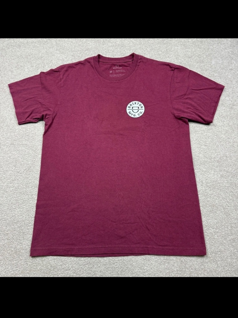 Brixton Graphic T Shirt Mens Size M Red Burgundy Short Sleeve